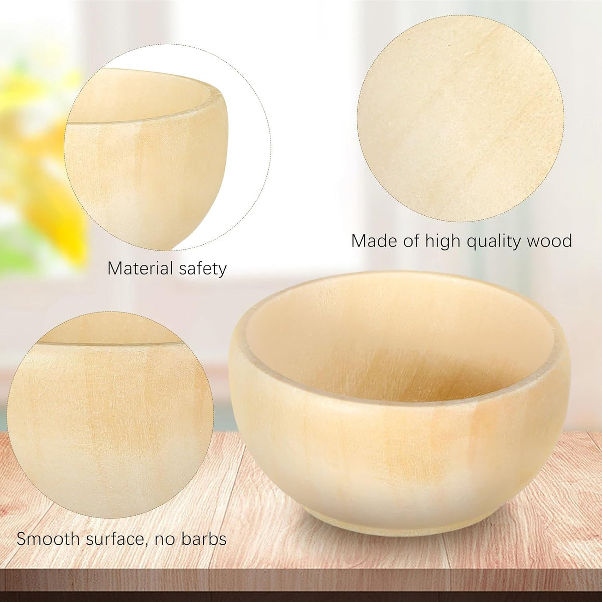 Uiifan Small Unfinished Wooden Bowls for Craft Mini Painting Project