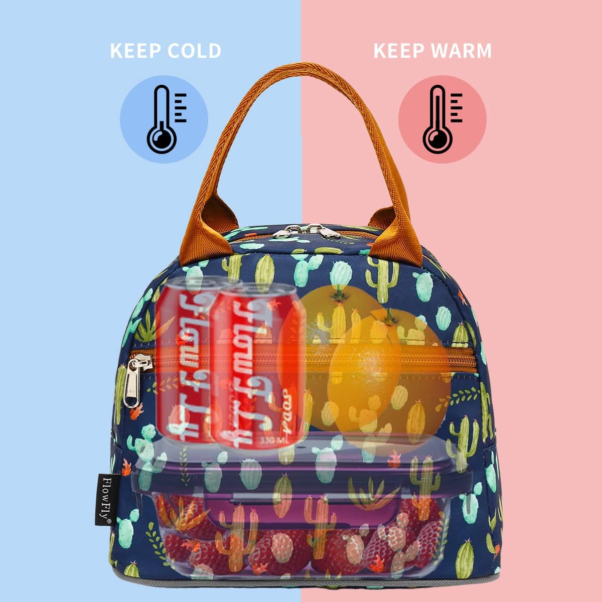 FlowFly Insulated Lunch Cooler Bag - Tote Bag Organizer for Women/Men, Black - Colors B