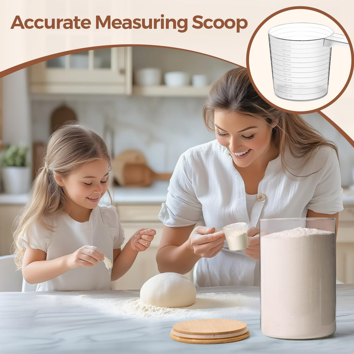 ComSaf Glass Storage Jars with Bamboo Lids 4.6 Qt 2 Pack Large Wide Mouth | Pantry organization, Flour Sugar Coffee Beans, Pasta Cereal Dry Food, 1.2 Gallon, Cabinet Organization, Dry Food Storage