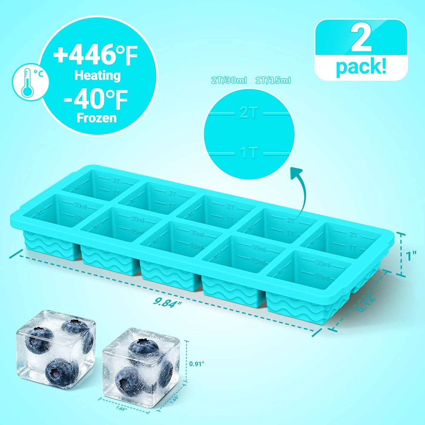 Doasuwish Silicone Freezer Molds for Soup with Lid – 1-Cup Soup Container Style Ice Cube Trays for Freezer, Meal Prep & Food Storage, Freeze 250mL/125mL Portions – 2 Pack