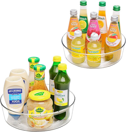 GUZON 4 Pack Lazy Susan Organizer for Cabinet, Upgraded 11.5" Clear Turntable Organizer with Handles and Raised Edge, Lazy Susan for Table Top, Pantry Organizers and Storage for Kitchen, Refrigerator