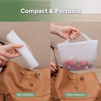 Haakaa Silicone Microwave Steamer & Steriliser Bag, 70oz/2000ml Large Capacity Reusable Steaming Bags for Baby Bottles, Breast Pump, Accessories, Pacifiers,Teethers, Great for Home&On The Go, Grey/1PC