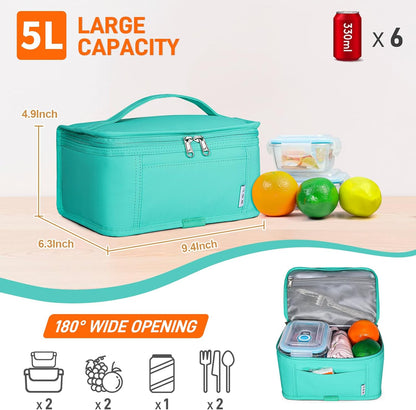 NOL Mini Insulated Lunch Bag for Women Men Kids | Small Leakproof Reusable Lunch Tote | Fits 6 Cans 330ml | Thermal Cooler for Work School Picnic Camping, Navy blue