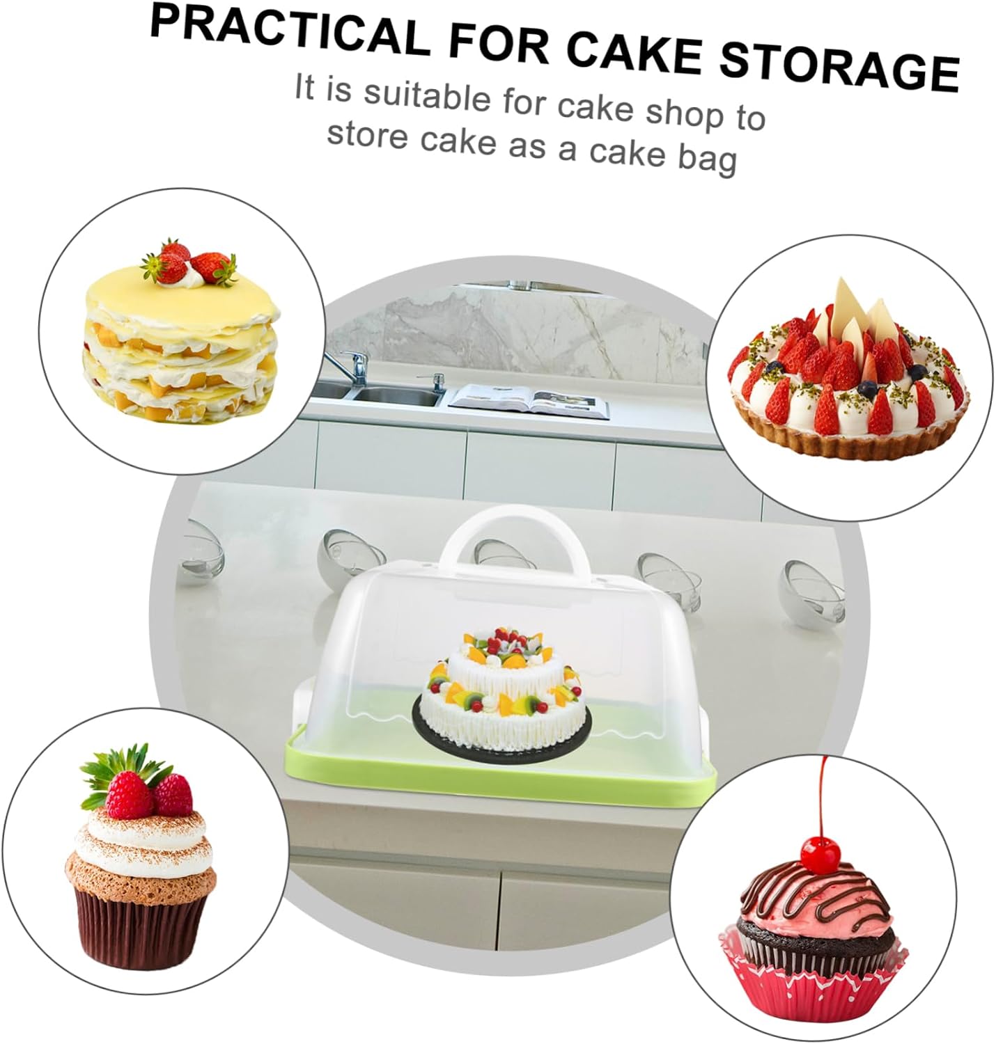 Square Cake Carrier Cover Portable Cake Carrier Cake Storage Box Handle Blue 8 Inch
