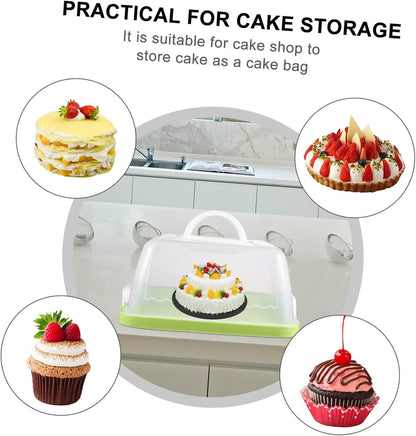 Square Cake Carrier Cover Portable Cake Carrier Cake Storage Box Handle Blue 8 Inch