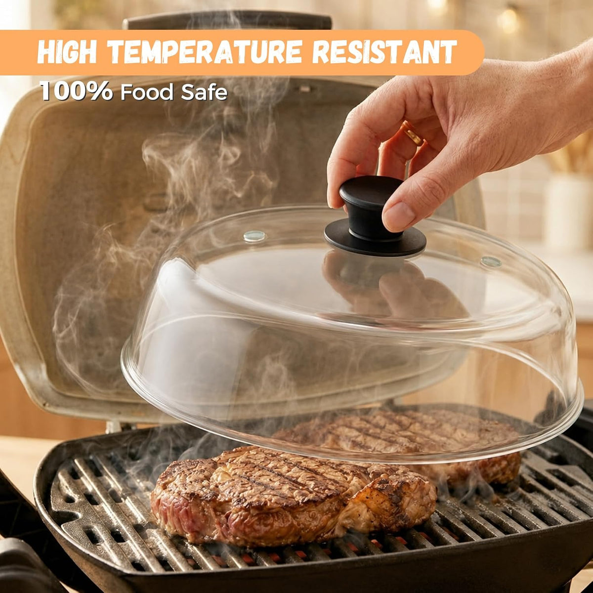 10" Glass Microwave Splatter Cover for Food with Silicone Trivet