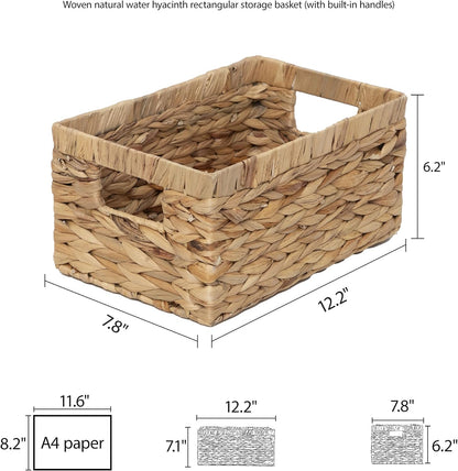 Storage Container, Natural Water Hyacinth Storage Bins Rectangular Basket,Arts and Crafts.
