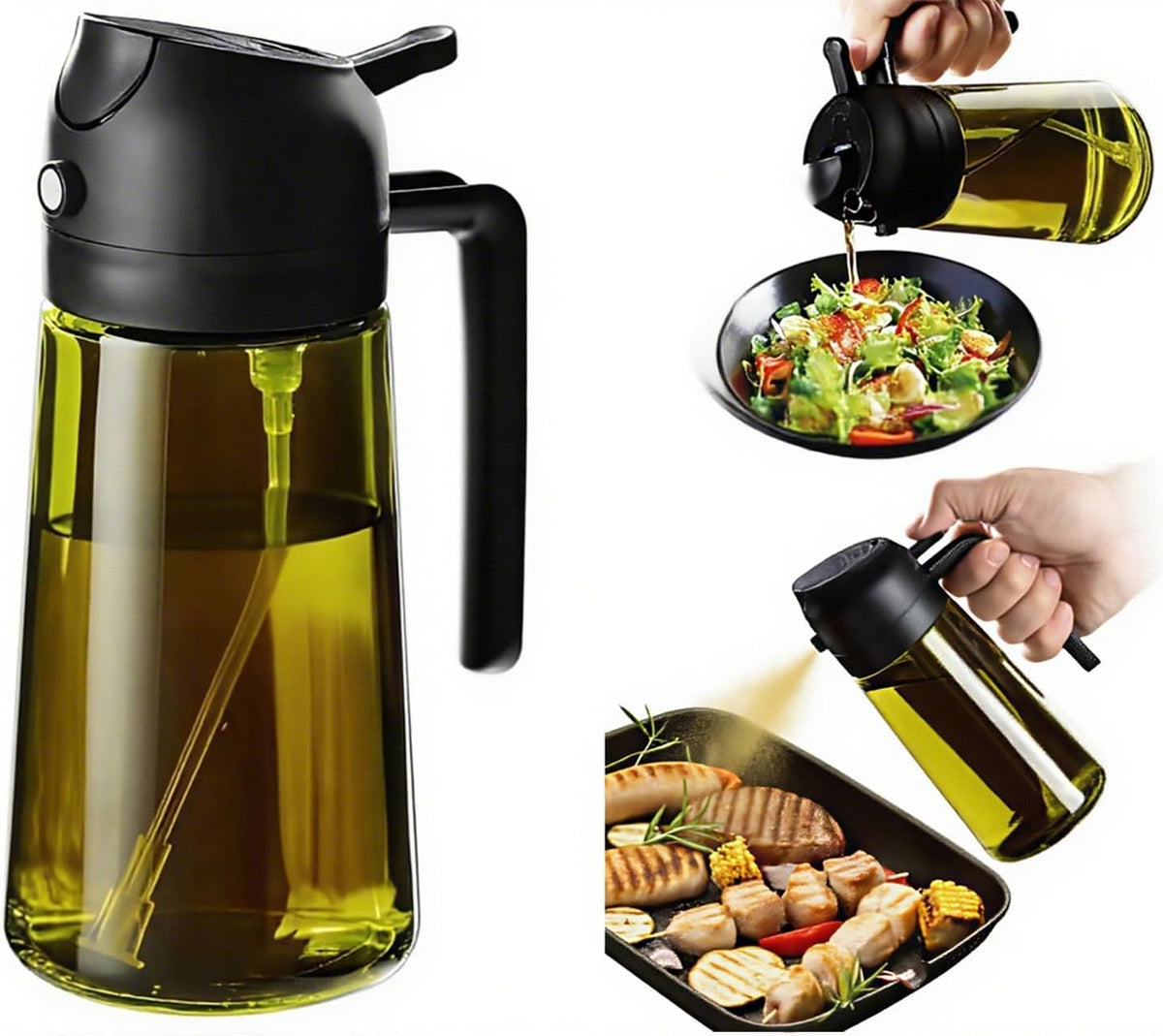Olive Oil Sprayer for Cooking, 220ml Glass Oil Dispenser