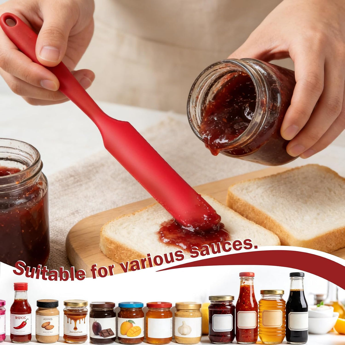 Silicone Jar Spatula,Long Handle Sourdough Spatula