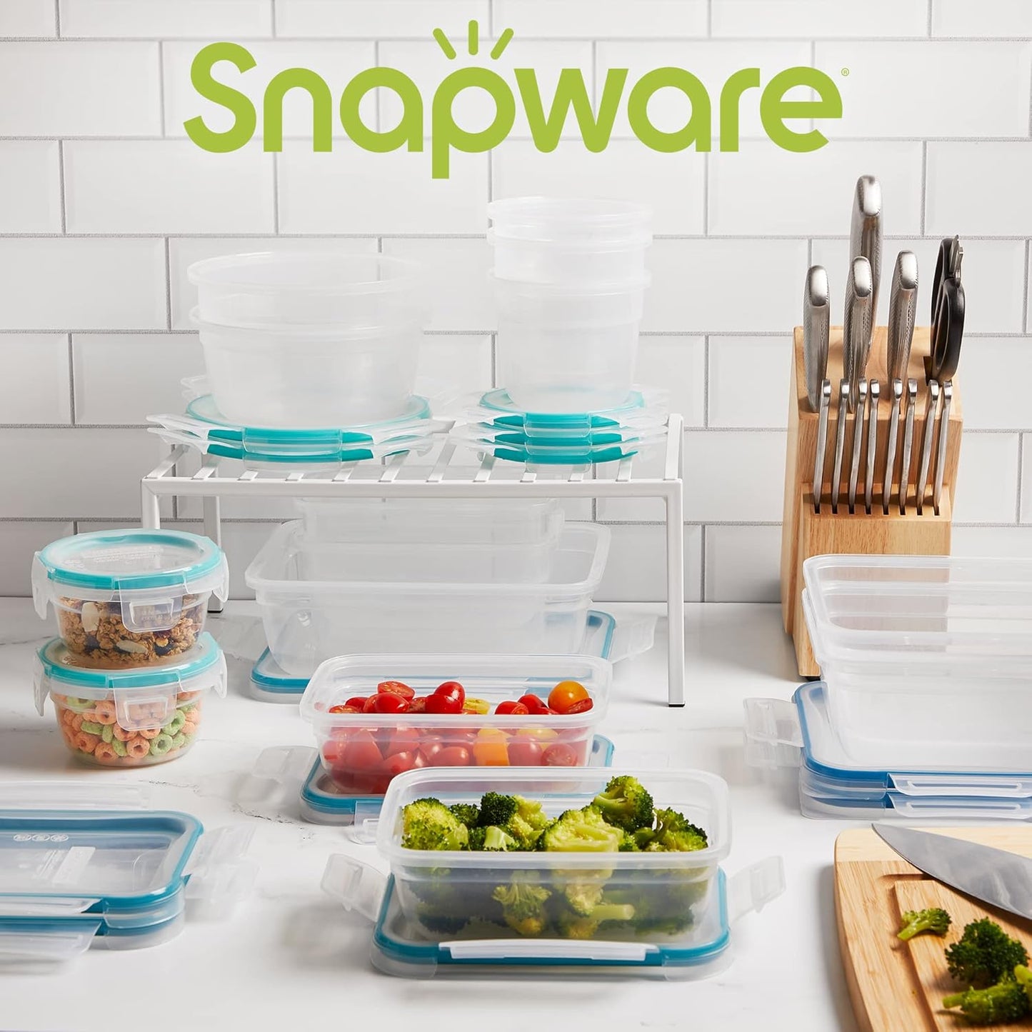 Snapware Plastic Total Solutions (5-Pack, 3 Cup) Food Storage Containers Set, Airtight & Leakproof Plastic Locking BPA-Free Lids Tupperware, Freezer Dishwasher Microwave Safe