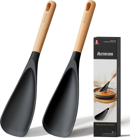 Astercook Cooking Spoon, 2 Pack, Nonstick Safe Silicone Spoonula Spatula