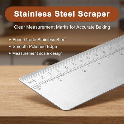2 PCS Stainless Steel Cake Scraper Set with Scale, 10 & 12 Inch