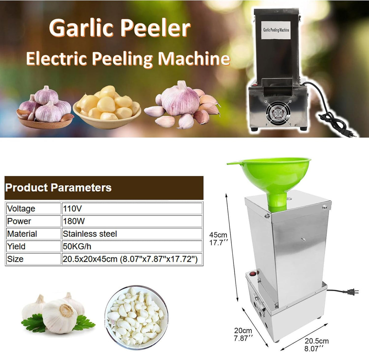 Electric Garlic Peeler Garlic Peeling Machine Separator