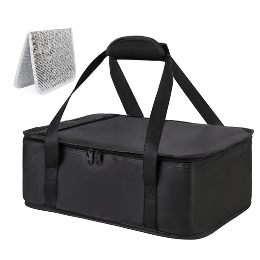 Bodaon Insulated Casserole Carrier Bag, Fits 9x13 and 11x15 Inch Baking Dish with Lid, Casserole Carriers for Hot or Cold Food for Transport, Thermal Lasagna Potluck Warmer Travel Tote, Black