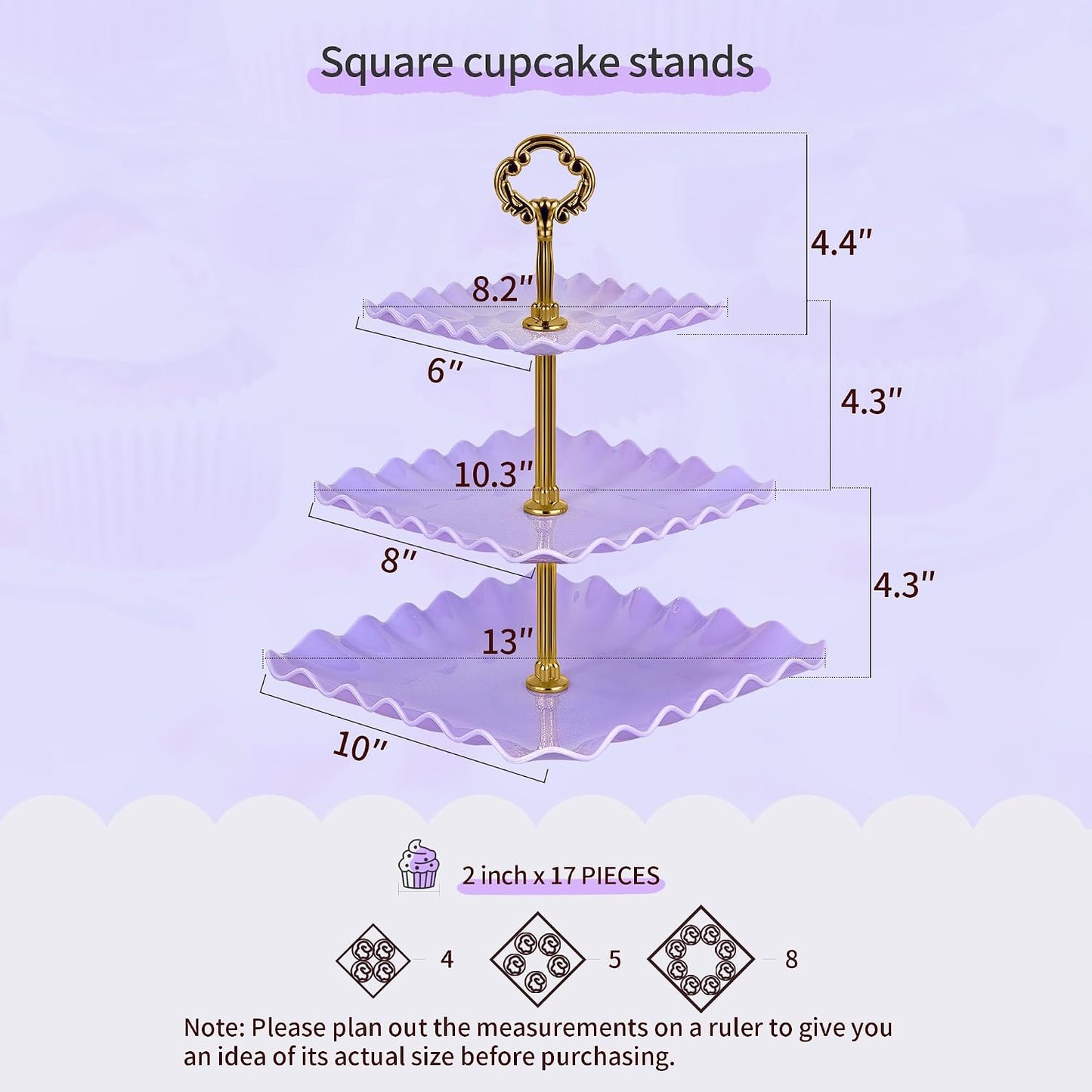 NWK 5 Piece Cake Stand Set with 2 x Large 3-Tier Cupcake Stands, 3 x Appetizer Trays, for Wedding Birthday Baby Shower Tea Party Decorations (Pink)