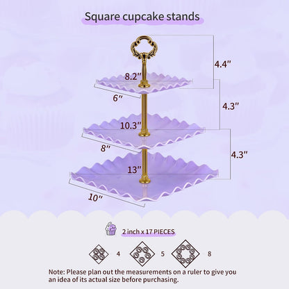 NWK 5 Piece Cake Stand Set with 2 x Large 3-Tier Cupcake Stands, 3 x Appetizer Trays, for Wedding Birthday Baby Shower Tea Party Decorations (Pink)