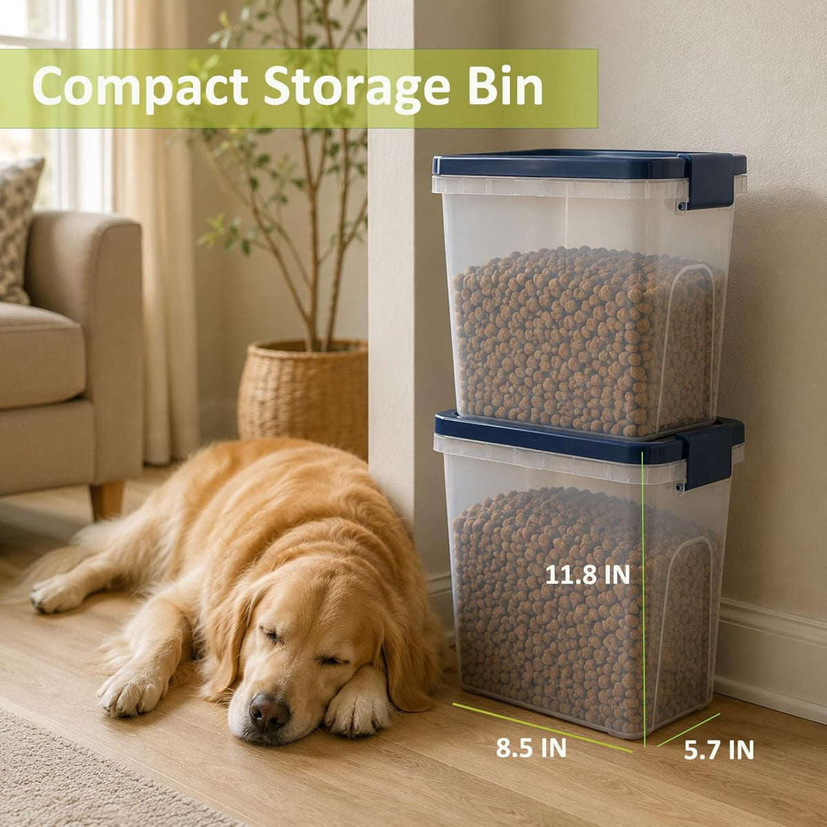 2 Lbs Small Cat Dog Food Storage Container for Bird Seed, Pet Food, 2 Pack | 2QT Versatile Dry Food Bin Portable Dispenser with Wide-Mouth Pour Spout for Rice, Flour, Cereal, Storage and Organization