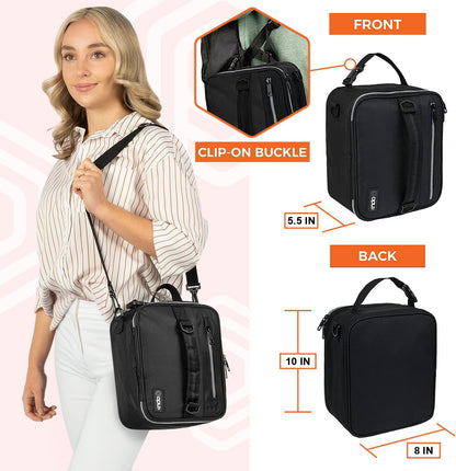 opux Insulated Lunch Box for Men Women Adult, Compact Lunch Bag for Kids Boy Girl Teen, Soft Lunch Cooler Bag for Work School, Leakproof Lunchbox Lunch Pail with Clip-on Buckle, Grey Flowers