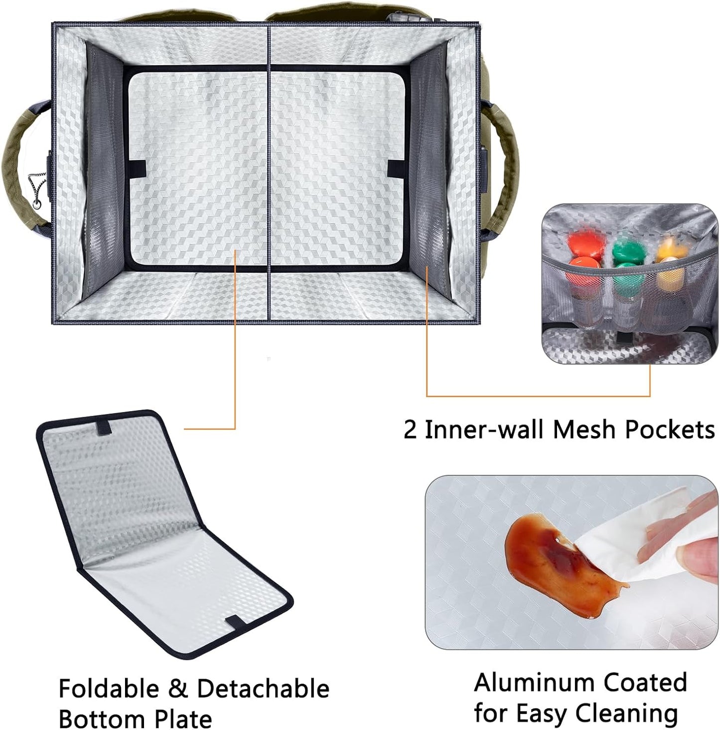 FREECOLSH Black Waterproof Caddy, 16" x 11" x 11", with Detachable Strap and Shoulder Pad for Carrying Utensils and Camping Supplies