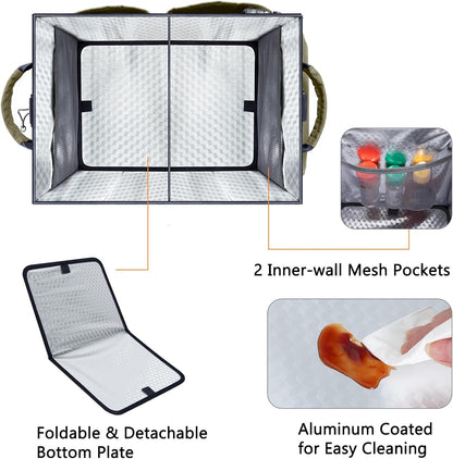 FREECOLSH Black Waterproof Caddy, 16" x 11" x 11", with Detachable Strap and Shoulder Pad for Carrying Utensils and Camping Supplies