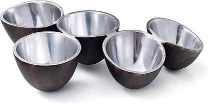 9 Cluster Decorative Bowls Bright Gold Brass Snack Tray Bowl Chip & Dip Serving Piece Strong Brass Centerpiece Beautiful Room Accent & Entertaining Parties Home Decor Wedding Gifts 22 Inch Decorative