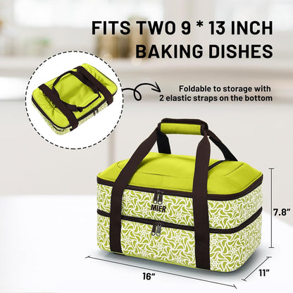 MIER Insulated Casserole Carrier for Hot or Cold Food Thermal Food Carrier Bag for Lasagna Potluck Parties Picnic Cookouts, Fits 9"x13" Baking Dish/Foil Pan, Red