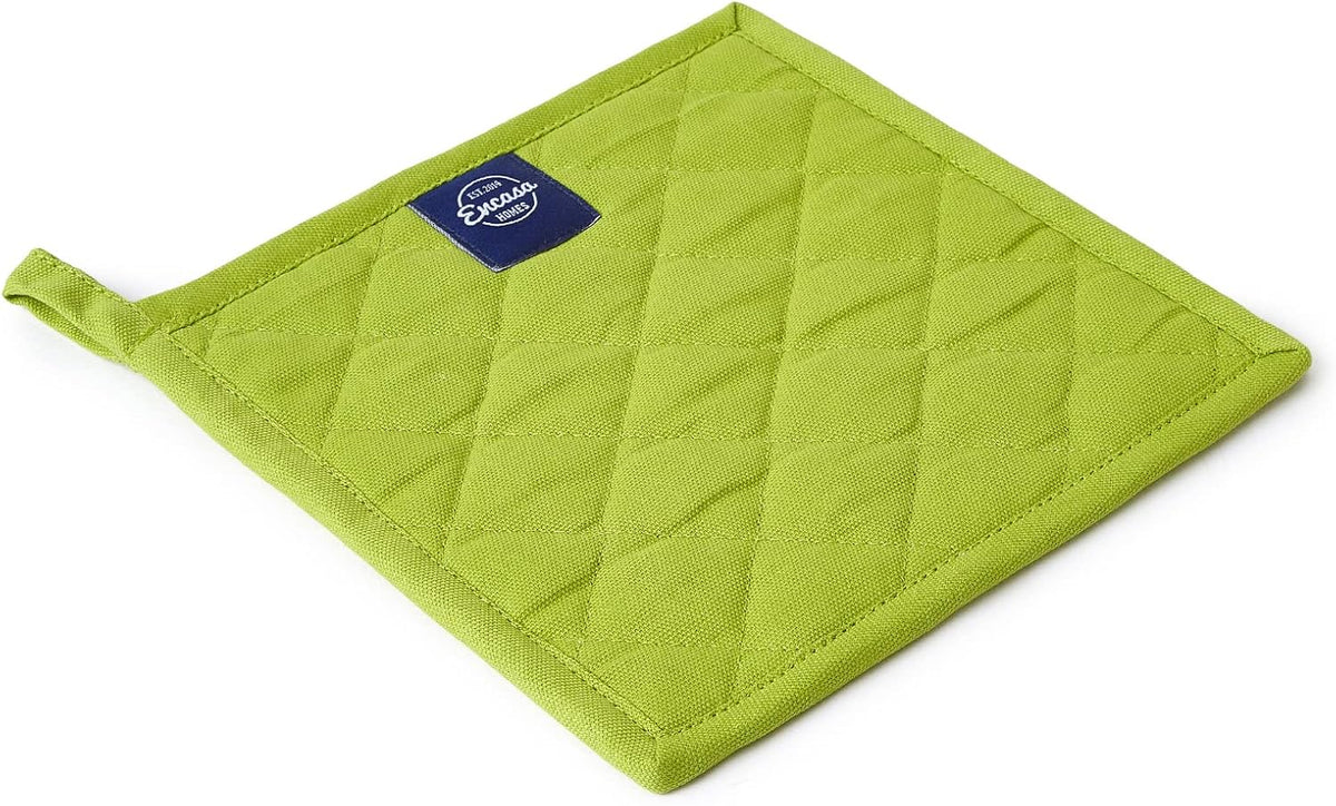 Encasa XO Pot Holders, Quilted Kitchen Hot Pads 8"x8" Black