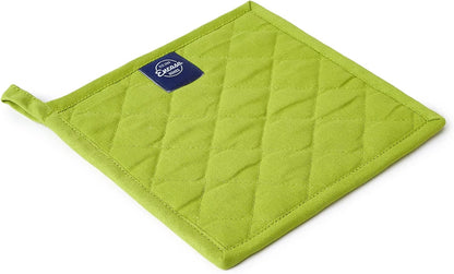 Encasa XO Pot Holders, Quilted Kitchen Hot Pads 8"x8" Black
