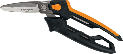 Fiskars Pro PowerArc Shop Shears, Heavy Duty Stainless Steel Scissor, Industrial Grade Tool for Building and Construction, 10 in, Orange/Black