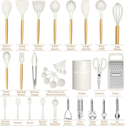 Umite Chef Food Grade Thickened Silicone (Stainless Steel Core) Kitchen Gadgets Tools Set - Kitchen Cooking Utensils Set, Heat Resistant Kitchen Spatula Tools Set