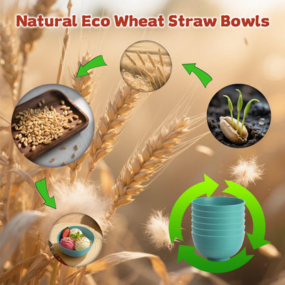 Wrova Wheat Straw Bowls for Kitchen set of 6,Anti-Scald Thick Soup Bowls 40oz,Microwave and Dishwasher Safe Bowl Sets, Unbreakable Cereal Bowl Sets. Vibrant Series