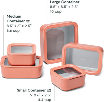 Caraway 13pc Glass Food Storage Container Set - Easy to Store, Non Toxic Lunch Box - with Glass Lids - Includes Storage Organizer - Mist