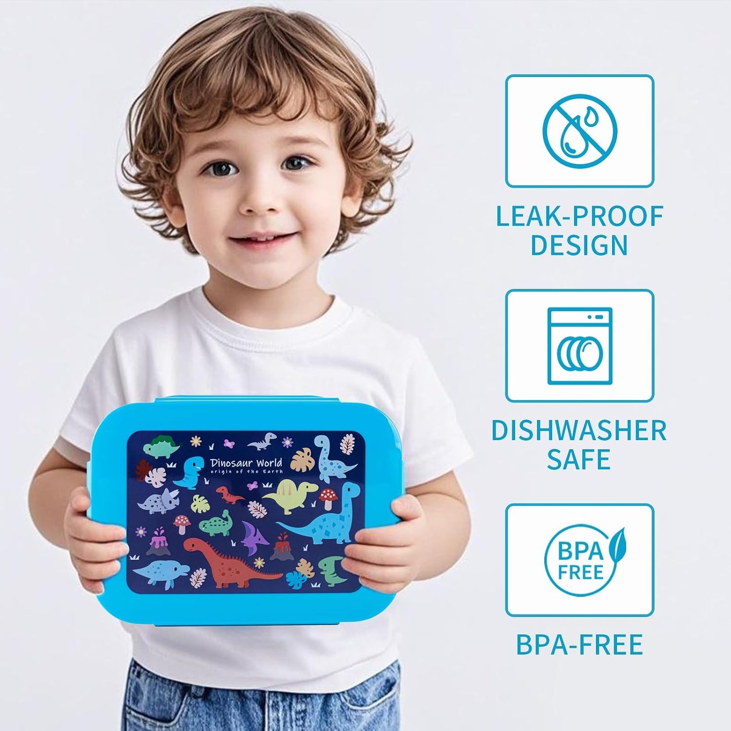 Bento Box for Kids Girls Boys, Adult,8-Compartment Leak-Proof Toddler Lunch Box for School, Drop-Proof Kids Lunch Containers with Insulated Bag, Microwave & Dishwasher Safe, BPA-Free,(Blue)