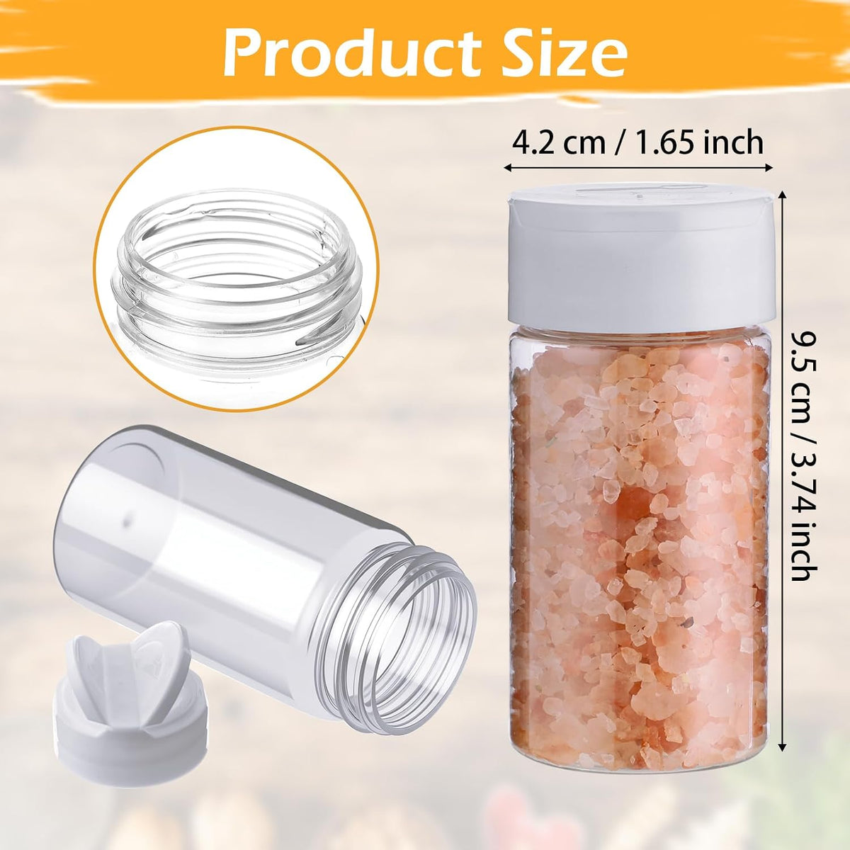 Mimorou 40 Pack Plastic Clear Spice Jar with Shaker Lids, Black, 3.5 oz