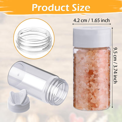 Mimorou 40 Pack Plastic Clear Spice Jar with Shaker Lids, Black, 3.5 oz
