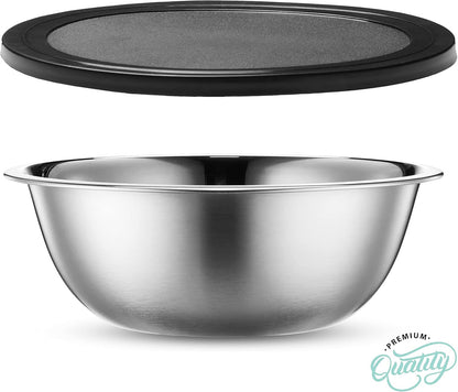 WHYSKO Stainless Steel Mixing Bowl Set, 10 Piece Stainless Steel Mixing Bowls with Lids Set for Food Prep Storage and Serving, Dishwasher Safe for Kitchen Baking Cooking, Silver