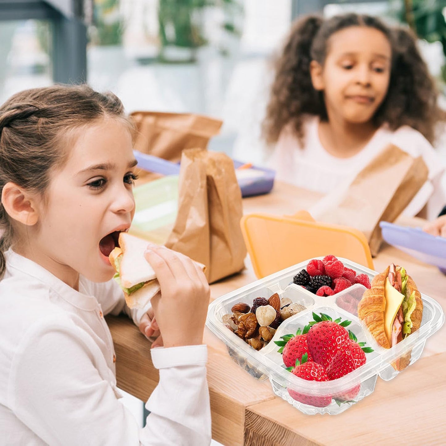 Haawooky 30 Pack Bento Snack Containers,2 compartments Lunchable Containers with Lids,Divided Food Containers for School, Work and Travel