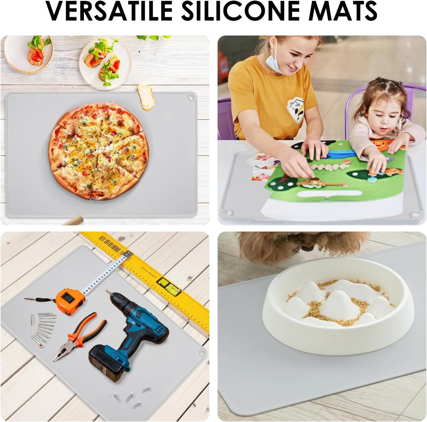 Extra Large Silicone Mat, 31.5x23.6 Inch Heat Resistant Mat for Kitchen Counter, Non Stick Silicone Baking Mat for Dough and Pastry, Thick Silicone placement Countertop Protector, Black countertop mat