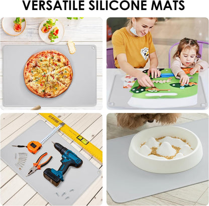 Extra Large Silicone Mat, 31.5x23.6 Inch Heat Resistant Mat for Kitchen Counter, Non Stick Silicone Baking Mat for Dough and Pastry, Thick Silicone placement Countertop Protector, Black countertop mat