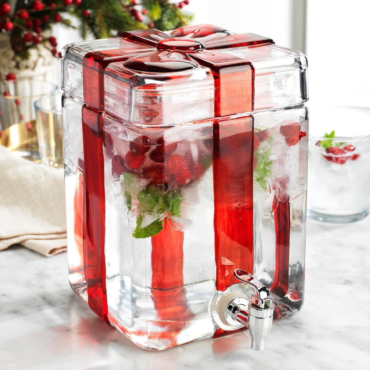 3 Gallon Classic Ice Cold Clear Glass Mason Jug Drink Beverage Dispenser Durable On Galvanized Stand With Leak Free Spigot-Easy Filling For Outdoor, Parties & Daily Use Lid