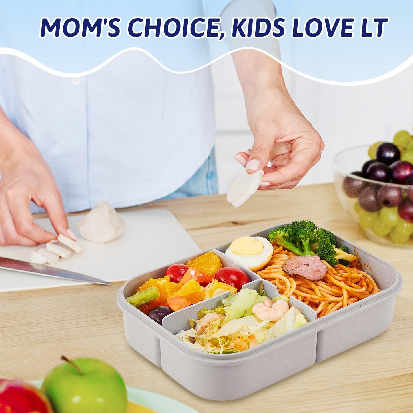 MISS BIG® Bento Box,Bento Box Adult,Lunch Box,Leak Proof Lunch Containers,No BPAs and No Chemical Dyes Bento Lunch Box,Dishwasher and Microwave Safe Lunch Containers for Adults(1900ml Gray)