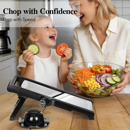 MASTERTOP Mandoline Slicer for Kitchen Adjustable Stainless Steel Food Slicer Vegetable Chopper Onion Waffle French Fry Cutter Potato Chip Julienne Slicer with Safety Gloves
