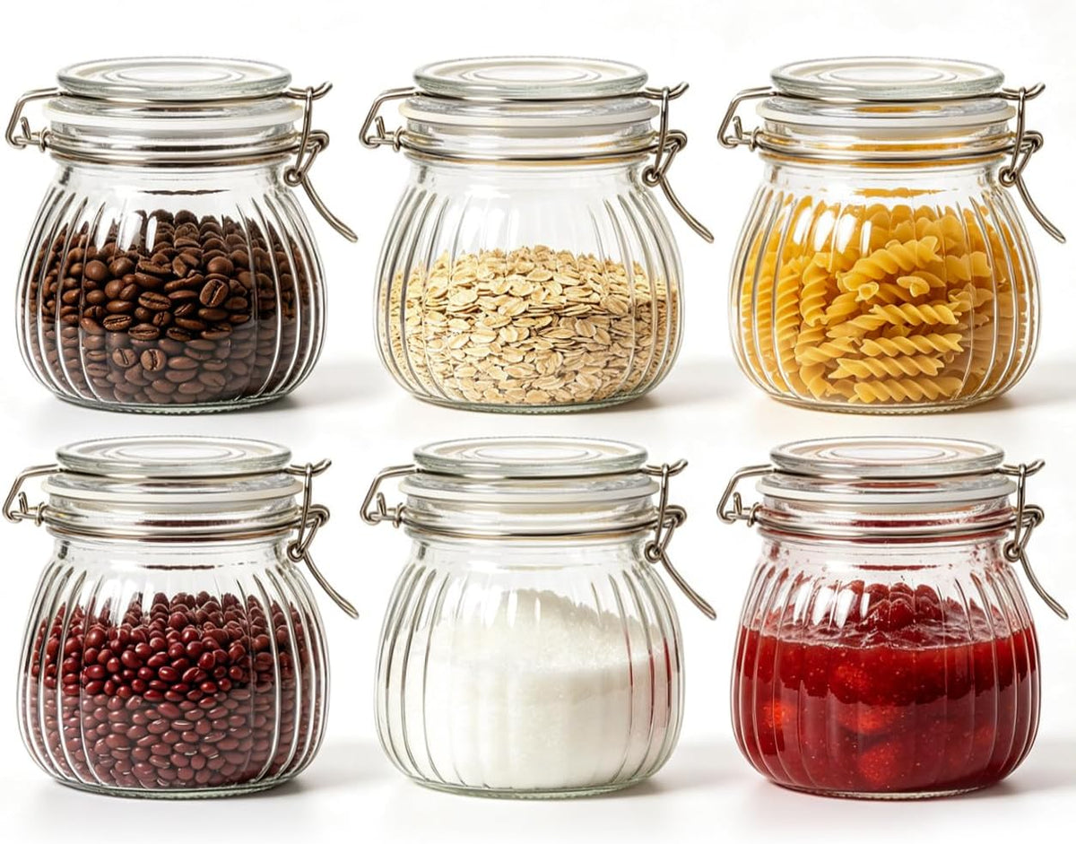 ComSaf Glass Pantry Jars with Airtight Lids 0.7 Gallon 2 Pack Wide Mouth | Flour sugar rice, Sourdough pickling, Pantry organization, Scoop included, Baking supplies, Bulk food storage, Large capacity