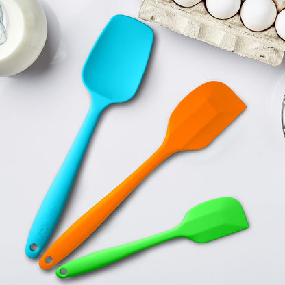 Silicone Spatula 3-piece Set, Ergonomic Handle High Heat-Resistant Spatulas, Non-stick Rubber Spatulas with Stainless Steel Core, Black