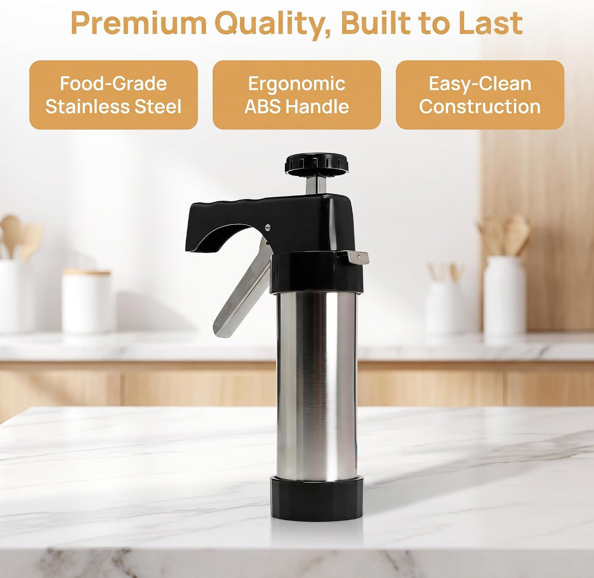 21-Piece Cookie Press Set, Stainless Steel for Various Cookies Maker black