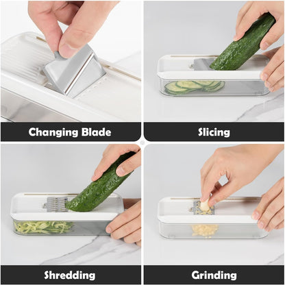 Badelite Mini Garlic Slicer Multi-Functional Mandoline Slicer Veggie Shredder Garlic Ginger Grinder Vegetable Mandoline Cutter with Container