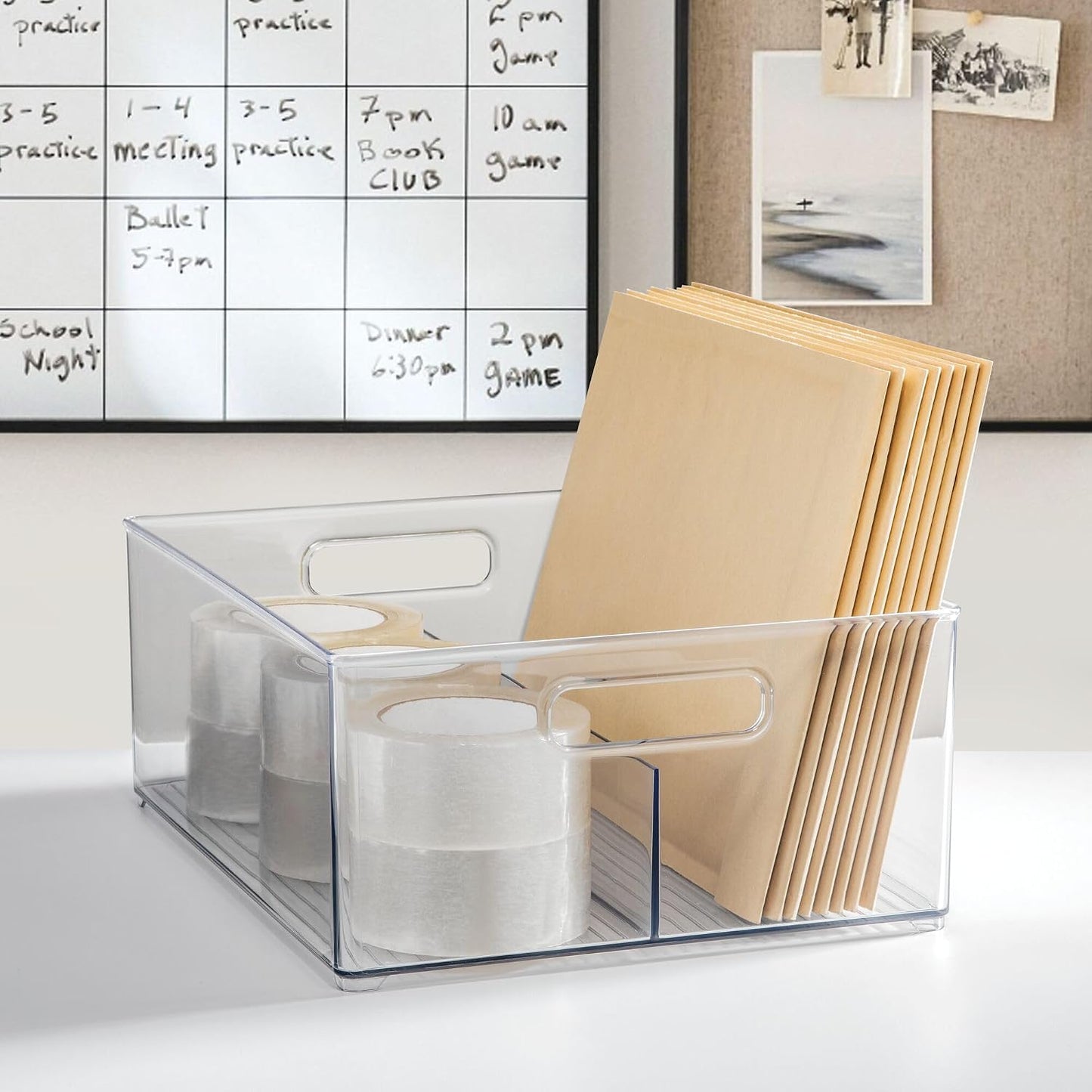 iDesign Divided Pantry Bin for Kitchen Storage - Organize Snacks and Produce - Clear