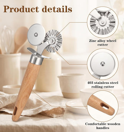 1 Pcs Pasta Cutter Wheel, Cracker Cutters for Baking, Straight & Fluted