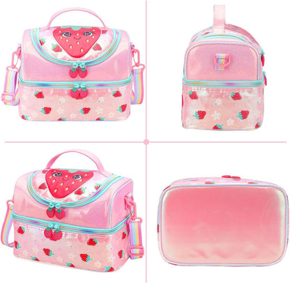 RHCPFOVR Kids Lunch Bag - Double - Decker Cooler Insulated Lunch Box for Boys Girls,Washable Lunch Bag with Strap and Reusable Toddler Lunchbox for School and Daycare