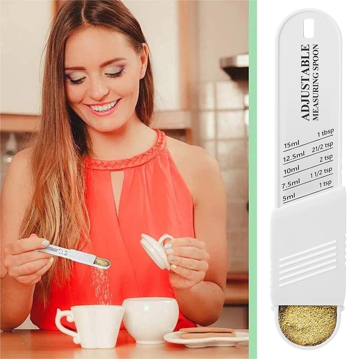 Adjustable Wet & Dry Measuring Spoon with Scale（White）